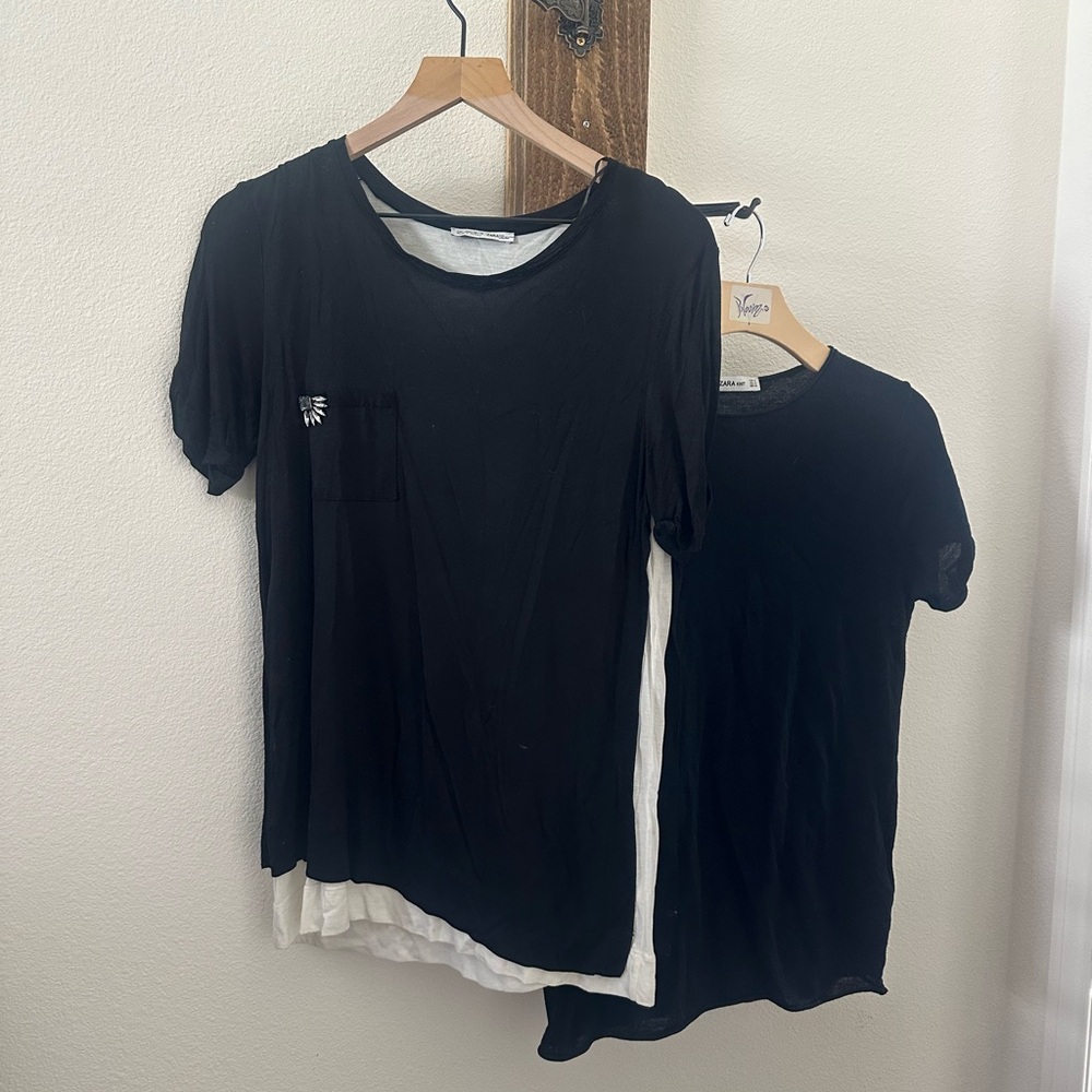 Zara Black and White T-Shirt Set bundle size L M